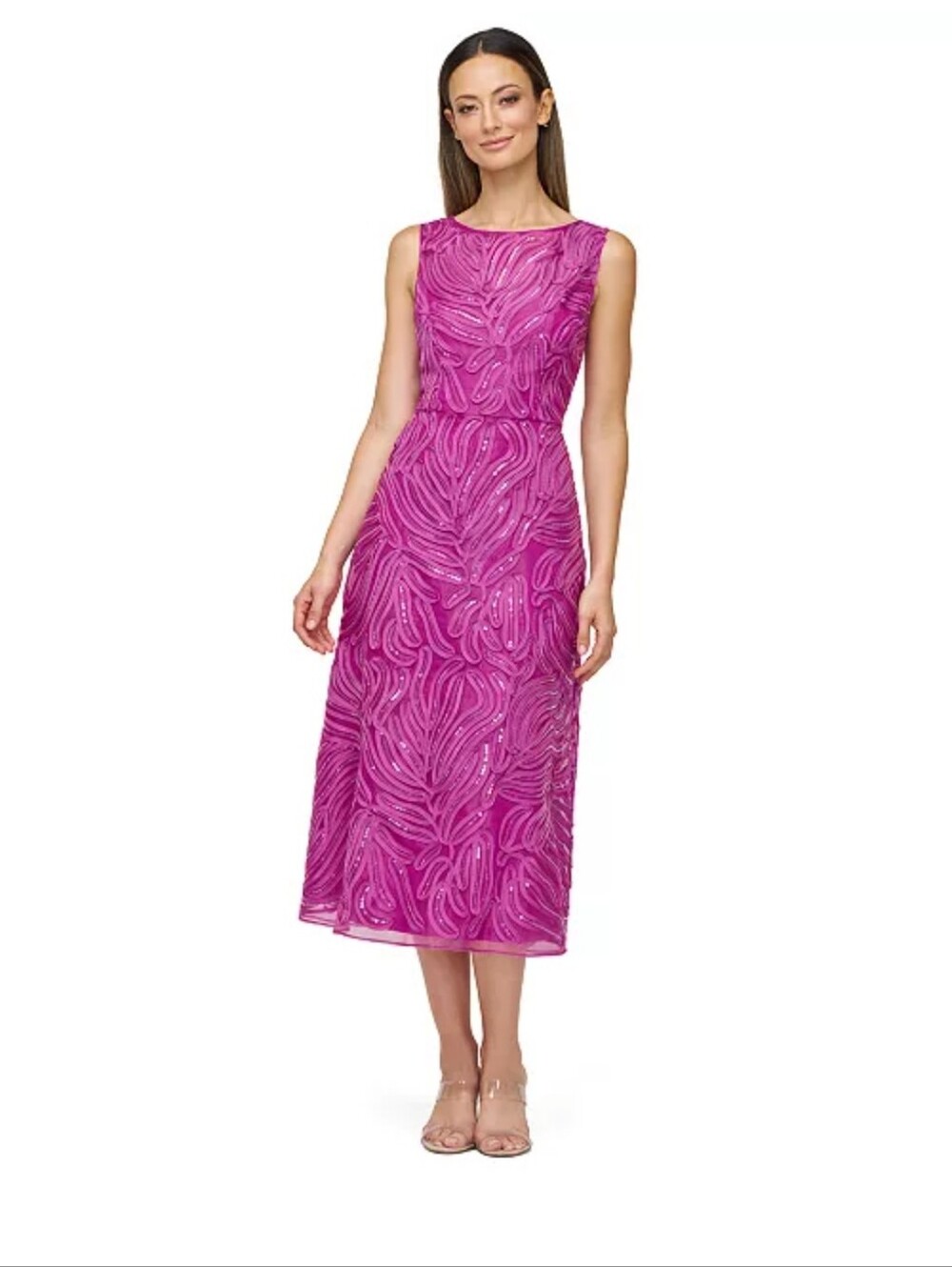 NWT JS Collections Size 10 Deep Orchid Soutache Sequin Cocktail Dress Formal